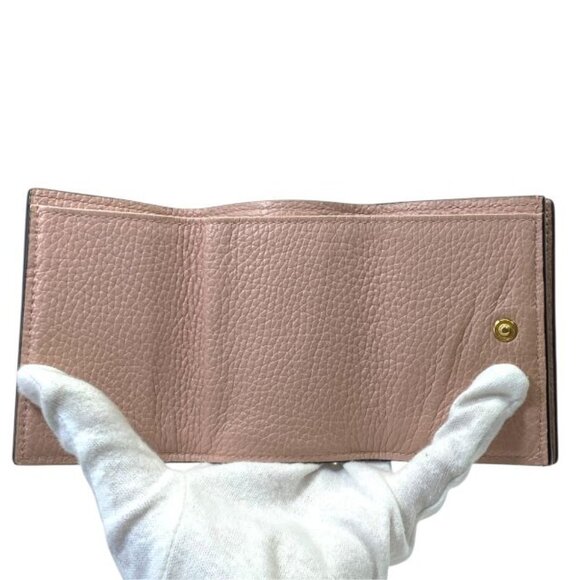 Gucci Horsebit Trifold Wallet Compact Wallet Leather Pink Logo Pink - Picture 5 of 10